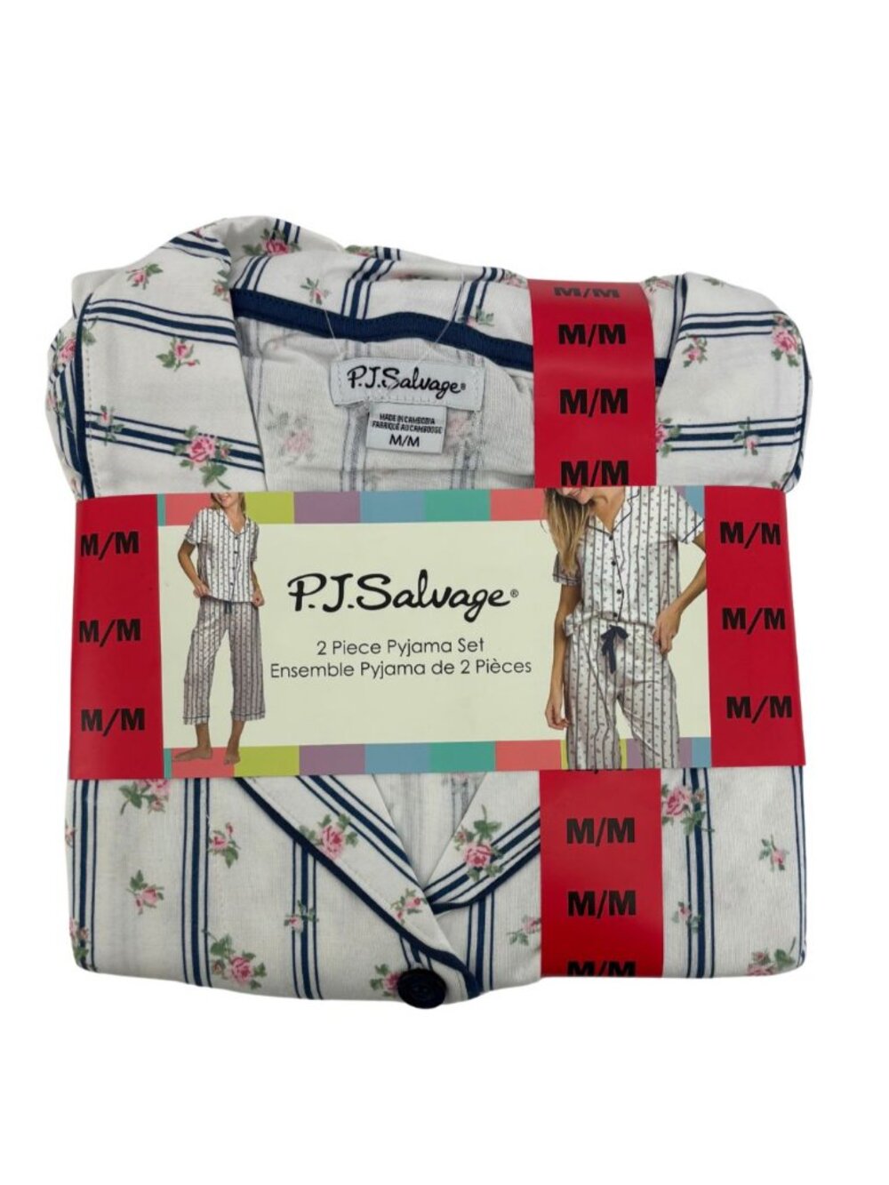 P.J. Salvage Women's Pyjamas | 2 Piece | White & Blue | Size Medium**NEW